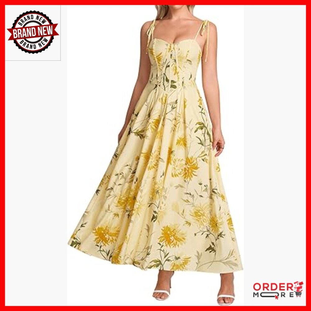 Maxi Dress With Corset Bodice And Pockets, Flowy A-Line For Weddings